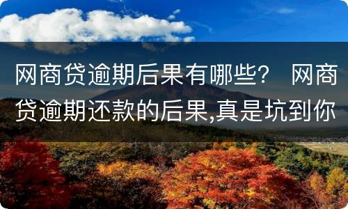 网商贷逾期后果有哪些？ 网商贷逾期还款的后果,真是坑到你无法想象