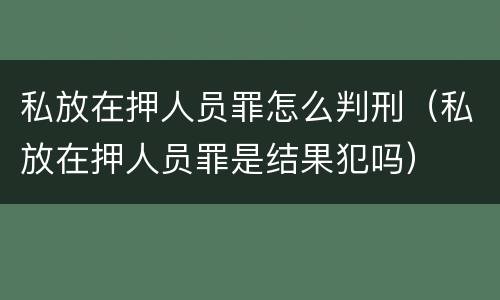 私放在押人员罪怎么判刑（私放在押人员罪是结果犯吗）