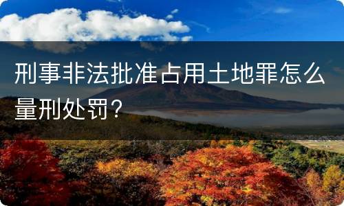 刑事非法批准占用土地罪怎么量刑处罚?