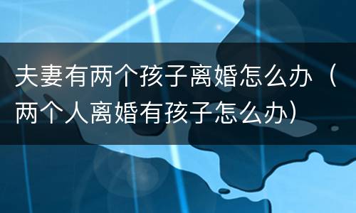 夫妻有两个孩子离婚怎么办（两个人离婚有孩子怎么办）