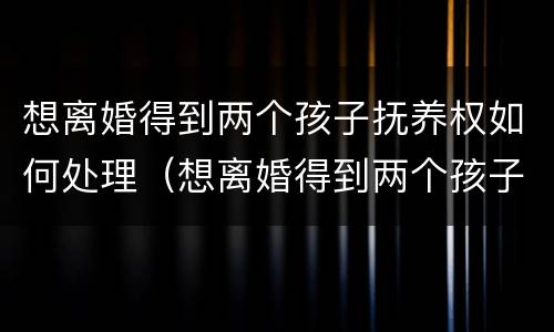 想离婚得到两个孩子抚养权如何处理（想离婚得到两个孩子抚养权如何处理呢）