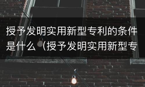 授予发明实用新型专利的条件是什么（授予发明实用新型专利的条件是什么呢）