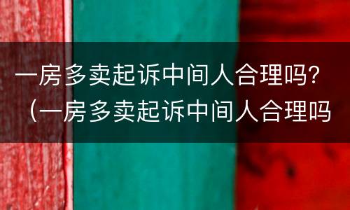 一房多卖起诉中间人合理吗？（一房多卖起诉中间人合理吗法院）