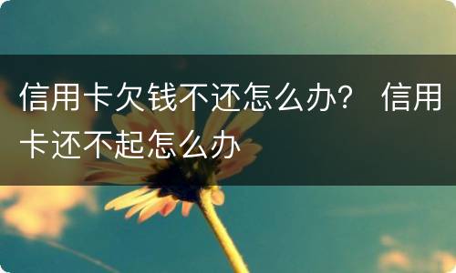 信用卡欠钱不还怎么办？ 信用卡还不起怎么办