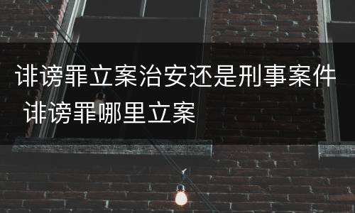 诽谤罪立案治安还是刑事案件 诽谤罪哪里立案