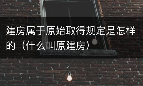 建房属于原始取得规定是怎样的（什么叫原建房）