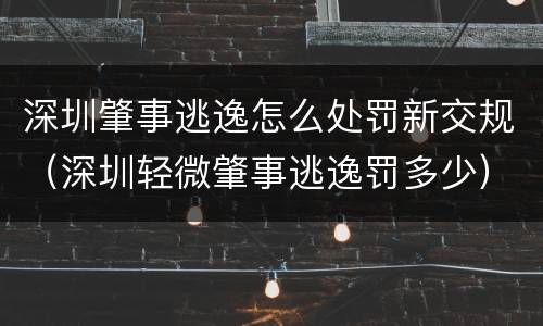 深圳肇事逃逸怎么处罚新交规（深圳轻微肇事逃逸罚多少）