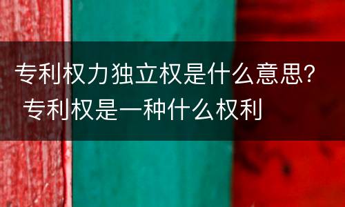 专利权力独立权是什么意思？ 专利权是一种什么权利