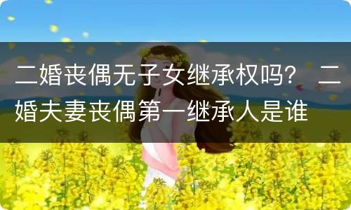 二婚丧偶无子女继承权吗？ 二婚夫妻丧偶第一继承人是谁