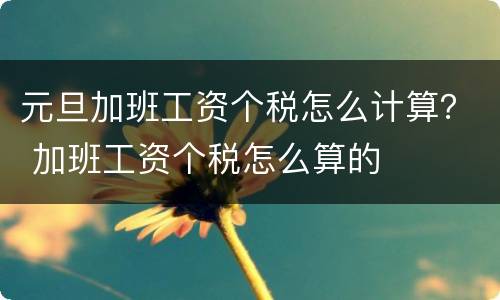 元旦加班工资个税怎么计算？ 加班工资个税怎么算的