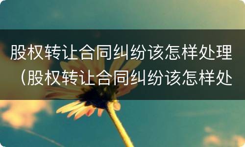 股权转让合同纠纷该怎样处理（股权转让合同纠纷该怎样处理呢）