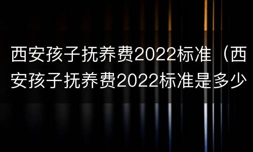 西安孩子抚养费2022标准（西安孩子抚养费2022标准是多少钱）