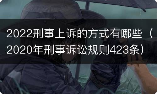 2022刑事上诉的方式有哪些（2020年刑事诉讼规则423条）