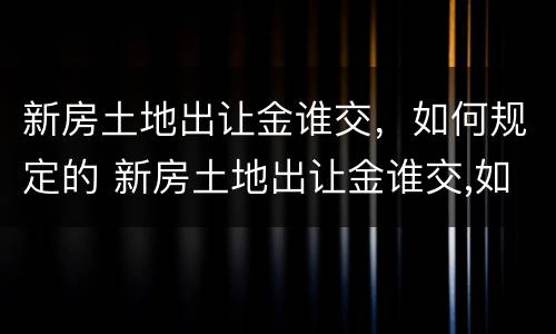 新房土地出让金谁交，如何规定的 新房土地出让金谁交,如何规定的交付