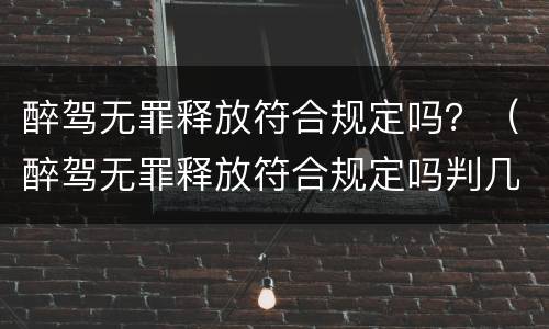醉驾无罪释放符合规定吗？（醉驾无罪释放符合规定吗判几年）