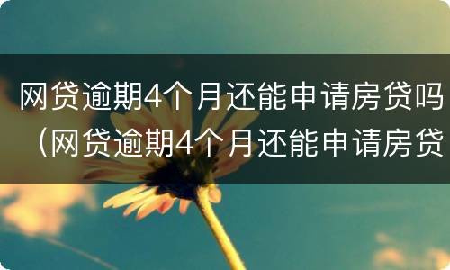 网贷逾期4个月还能申请房贷吗（网贷逾期4个月还能申请房贷吗）