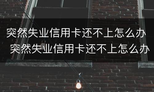 突然失业信用卡还不上怎么办 突然失业信用卡还不上怎么办呀