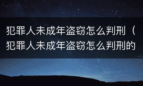 犯罪人未成年盗窃怎么判刑（犯罪人未成年盗窃怎么判刑的）
