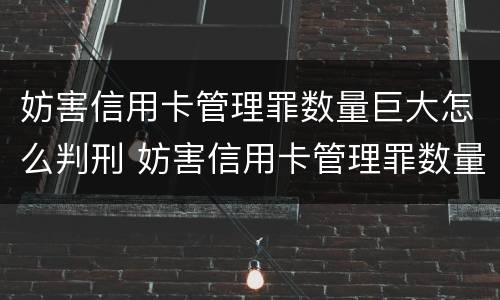 妨害信用卡管理罪数量巨大怎么判刑 妨害信用卡管理罪数量巨大怎么判刑的