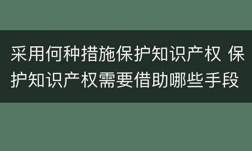 采用何种措施保护知识产权 保护知识产权需要借助哪些手段