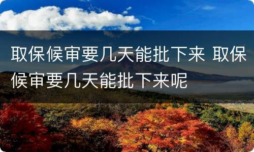 取保候审要几天能批下来 取保候审要几天能批下来呢