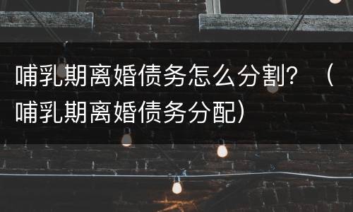 哺乳期离婚债务怎么分割？（哺乳期离婚债务分配）