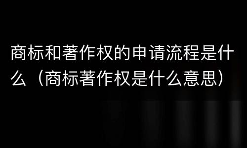 商标和著作权的申请流程是什么（商标著作权是什么意思）