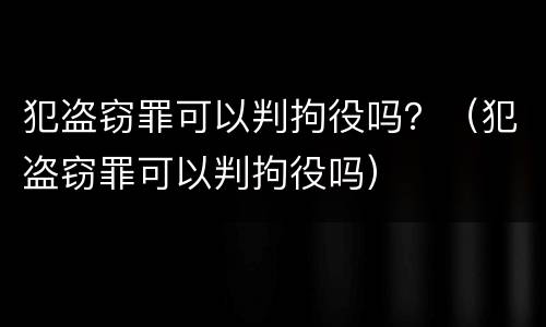 犯盗窃罪可以判拘役吗？（犯盗窃罪可以判拘役吗）