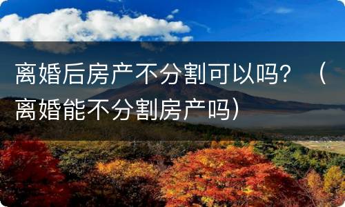 离婚后房产不分割可以吗？（离婚能不分割房产吗）