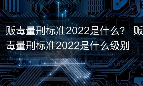 贩毒量刑标准2022是什么？ 贩毒量刑标准2022是什么级别