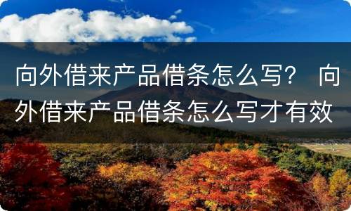 向外借来产品借条怎么写？ 向外借来产品借条怎么写才有效