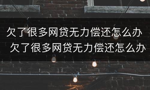 欠了很多网贷无力偿还怎么办 欠了很多网贷无力偿还怎么办呢
