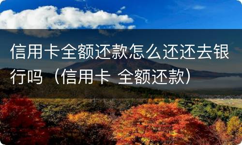 信用卡全额还款怎么还还去银行吗（信用卡 全额还款）