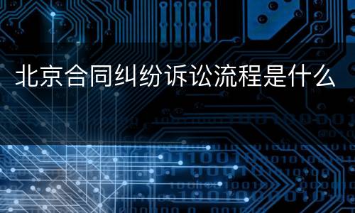 北京合同纠纷诉讼流程是什么