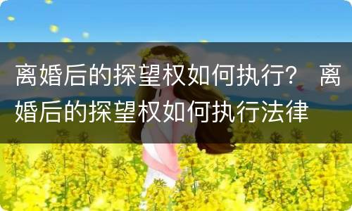 离婚后的探望权如何执行？ 离婚后的探望权如何执行法律