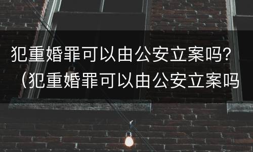 犯重婚罪可以由公安立案吗？（犯重婚罪可以由公安立案吗）
