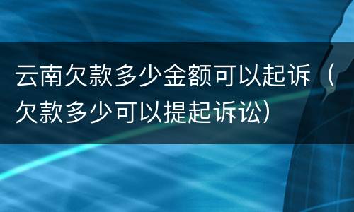 云南欠款多少金额可以起诉（欠款多少可以提起诉讼）
