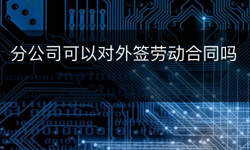 分公司可以对外签劳动合同吗