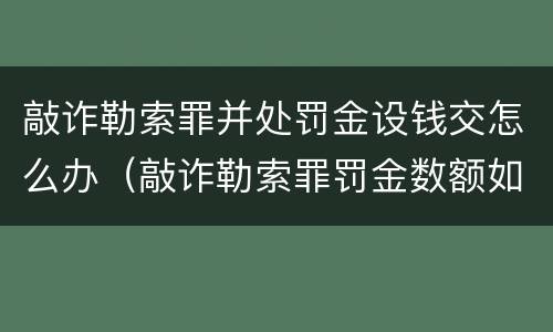 敲诈勒索罪并处罚金设钱交怎么办（敲诈勒索罪罚金数额如何确定）