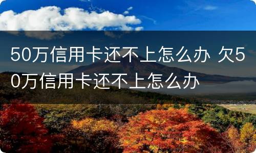 50万信用卡还不上怎么办 欠50万信用卡还不上怎么办