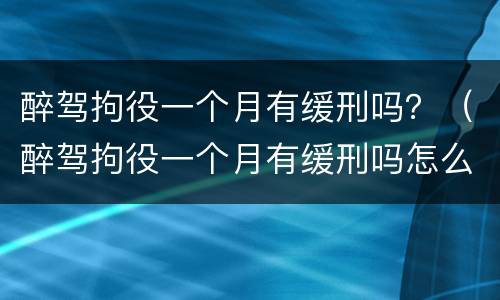 醉驾拘役一个月有缓刑吗？（醉驾拘役一个月有缓刑吗怎么执行）