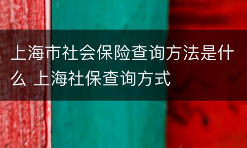 上海市社会保险查询方法是什么 上海社保查询方式