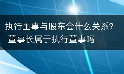 执行董事与股东会什么关系？ 董事长属于执行董事吗