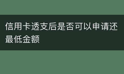 信用卡透支后是否可以申请还最低金额