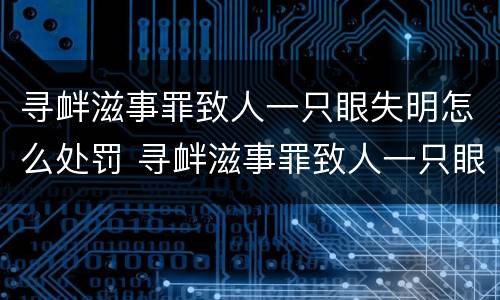 寻衅滋事罪致人一只眼失明怎么处罚 寻衅滋事罪致人一只眼失明怎么处罚
