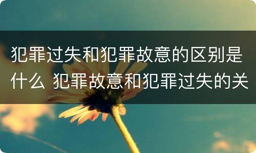 犯罪过失和犯罪故意的区别是什么 犯罪故意和犯罪过失的关系