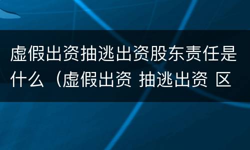 虚假出资抽逃出资股东责任是什么（虚假出资 抽逃出资 区别）