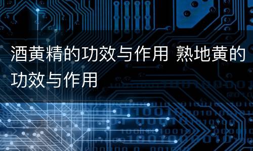 酒黄精的功效与作用 熟地黄的功效与作用