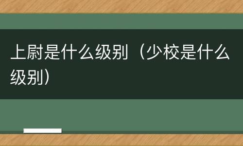 上尉是什么级别（少校是什么级别）
