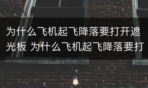 为什么飞机起飞降落要打开遮光板 为什么飞机起飞降落要打开遮光板?
